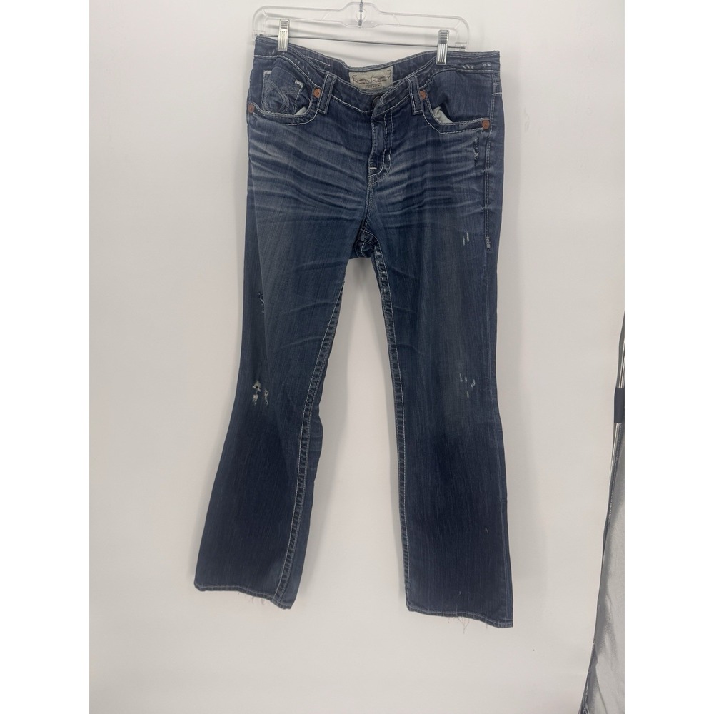 Big Star Women's 31R Low Rise Stretch Miki Bootcut Jeans Wide Stitch Horseshoes